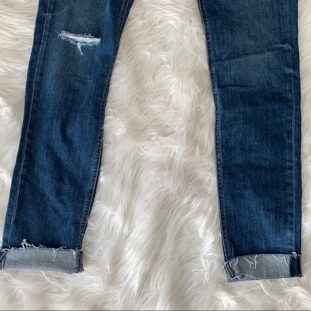 Rag & Bone Dre Slim Boyfriend Jean Java Blue w/Holes Raw Hem Distressed Denim 25 - Picture 3 of 11